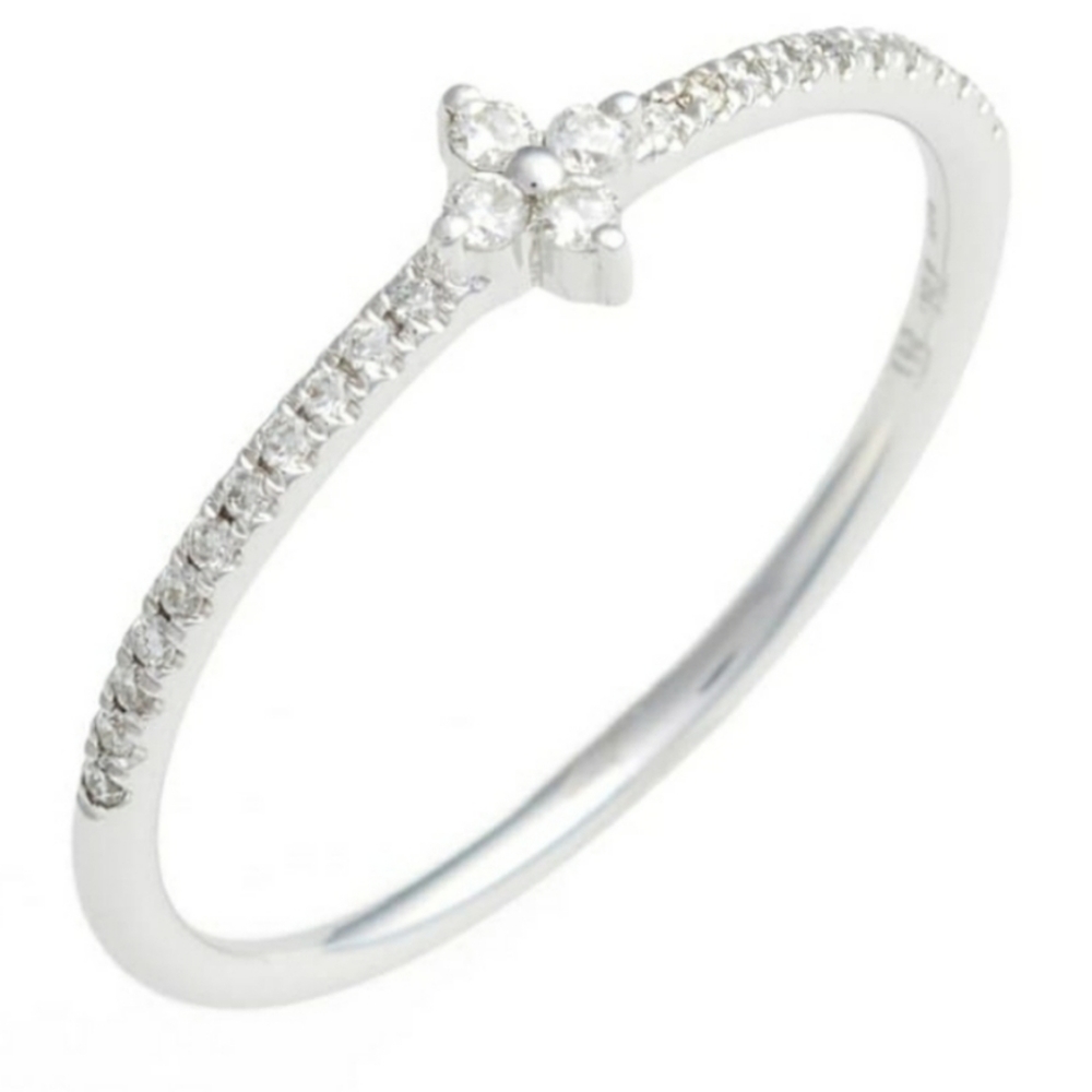 Bony Levy 18K White Gold Flower Stack Ring